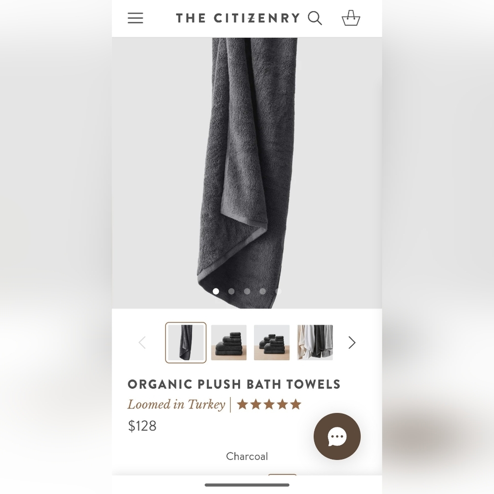 Set Of 2 The Citizenry Charcoal Organic  Plush Bath Sheets